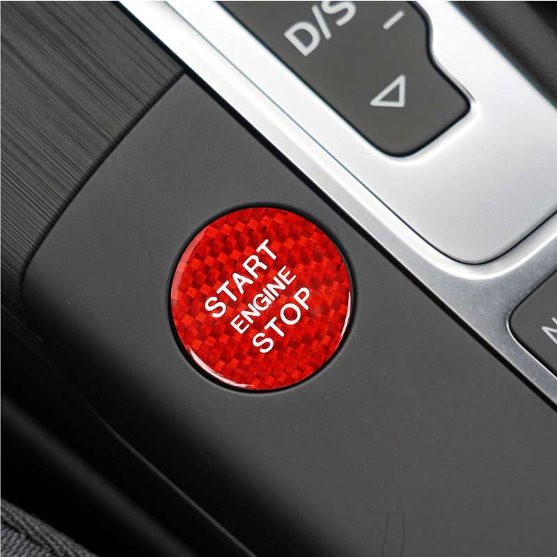 Car Carbon Fiber Engine Start Button Decorative Cover Trim for Audi A3 (Black)