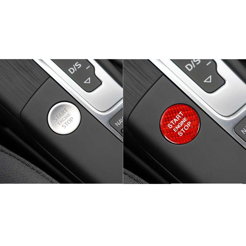 Car Carbon Fiber Engine Start Button Decorative Cover Trim for Audi A3 (Black)