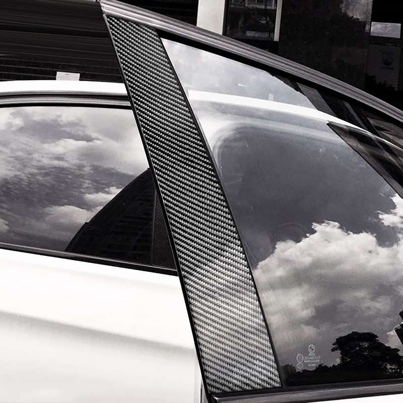 Car Carbon Fiber B Pillar Decorative Sticker for Audi A4L 2017-, Left and Right Drive Universal