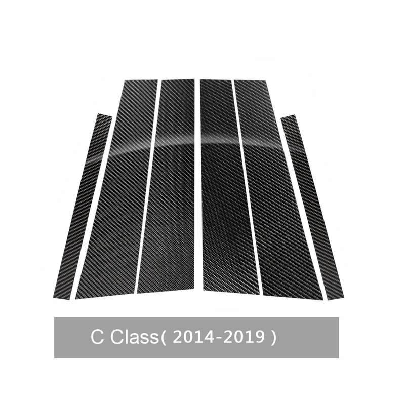 Car Carbon Fiber B Pillar Decorative Sticker for Mercedes-Benz C-Class 2014-2019, Left and Right Dri