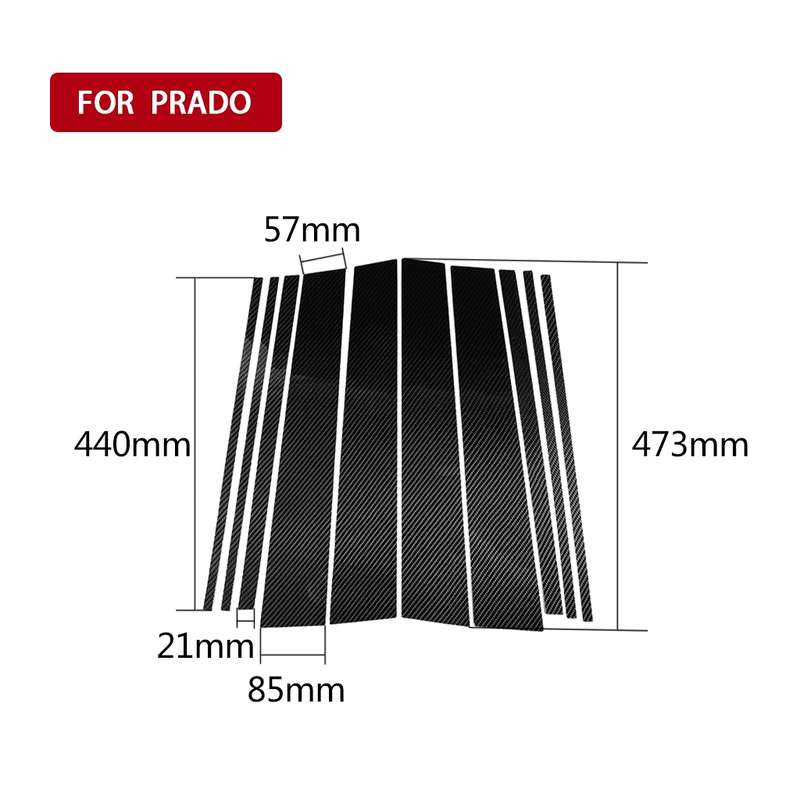 Car Carbon Fiber Goalpost Decorative Sticker for Toyota Land Cruiser Prado 2010-2018, Left and Right