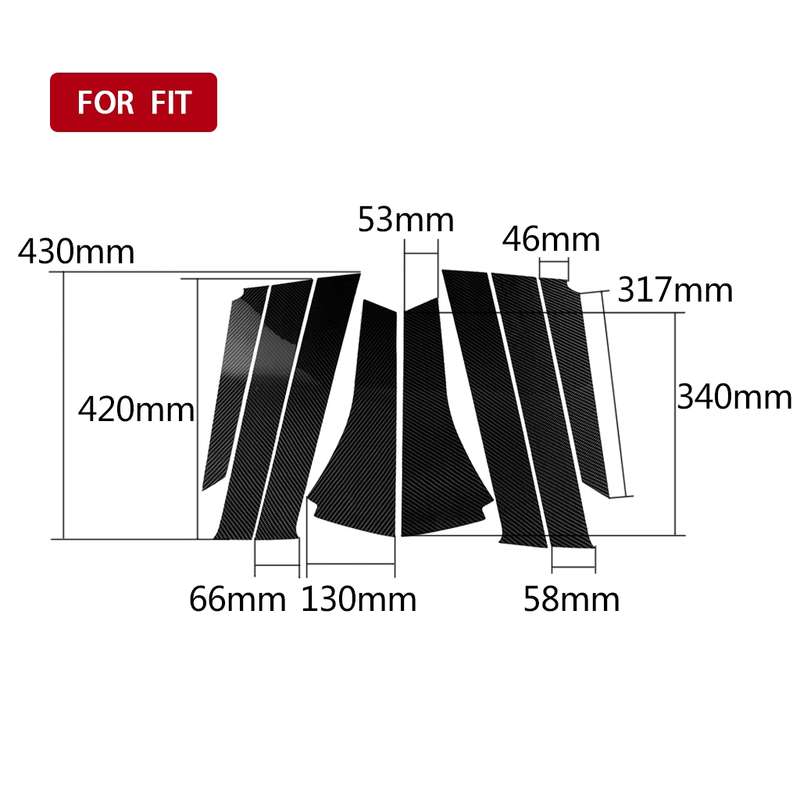 Car Carbon Fiber B-Pillar Decorative Sticker for Honda Fit 2014-2018, Left and Right Drive Universal