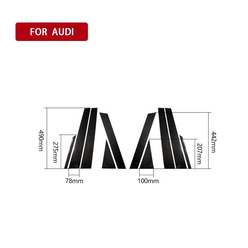 10 in 1 Car Carbon Fiber Center Pillar Decorative Sticker for Audi Q7 / SQ7 4M 2016-2019, Left and R