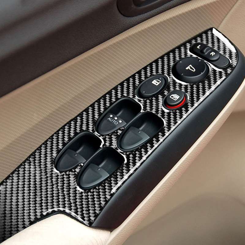 4 in 1 Car Carbon Fiber Glass Lift Panel Decorative Sticker for Honda Civic 8th Generation 2006-2011