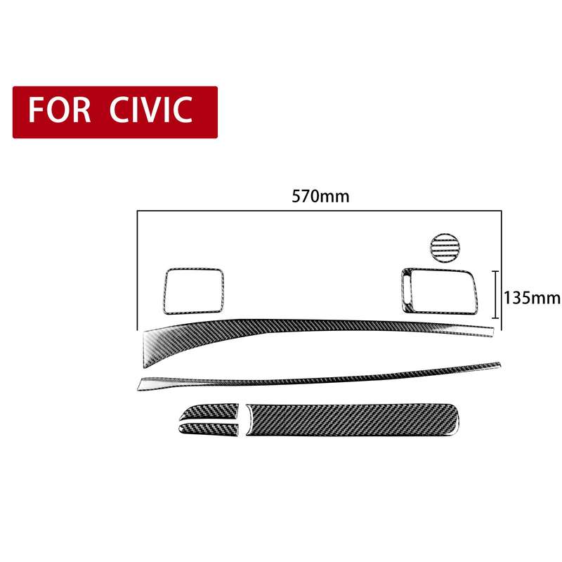 8 in 1 Car Carbon Fiber Front Passenger Seat Dashboard Decorative Sticker for Honda Civic 8th Genera