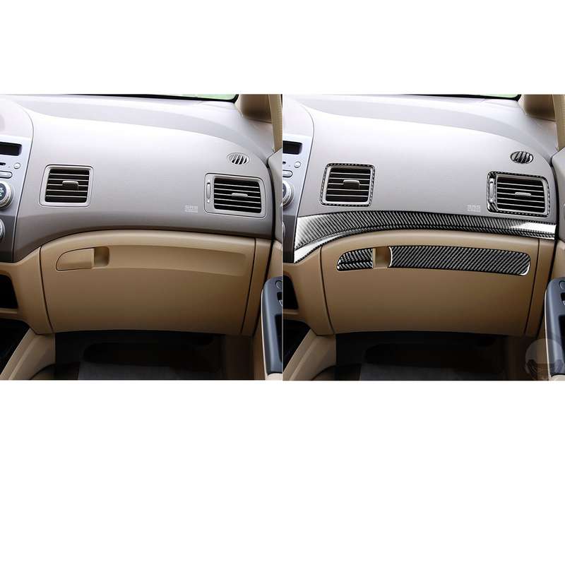 8 in 1 Car Carbon Fiber Front Passenger Seat Dashboard Decorative Sticker for Honda Civic 8th Genera