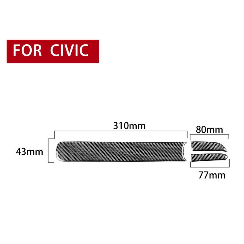 3 in 1 Car Carbon Fiber Front Passenger Seat Storage Box Decorative Sticker for Honda Civic 8th Gene