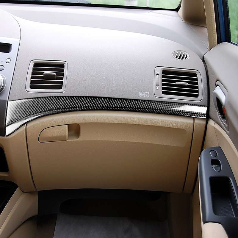 2 in 1 Car Carbon Fiber Front Passenger Seat Decorative Stripe for Honda Civic 8th Generation 2006-2