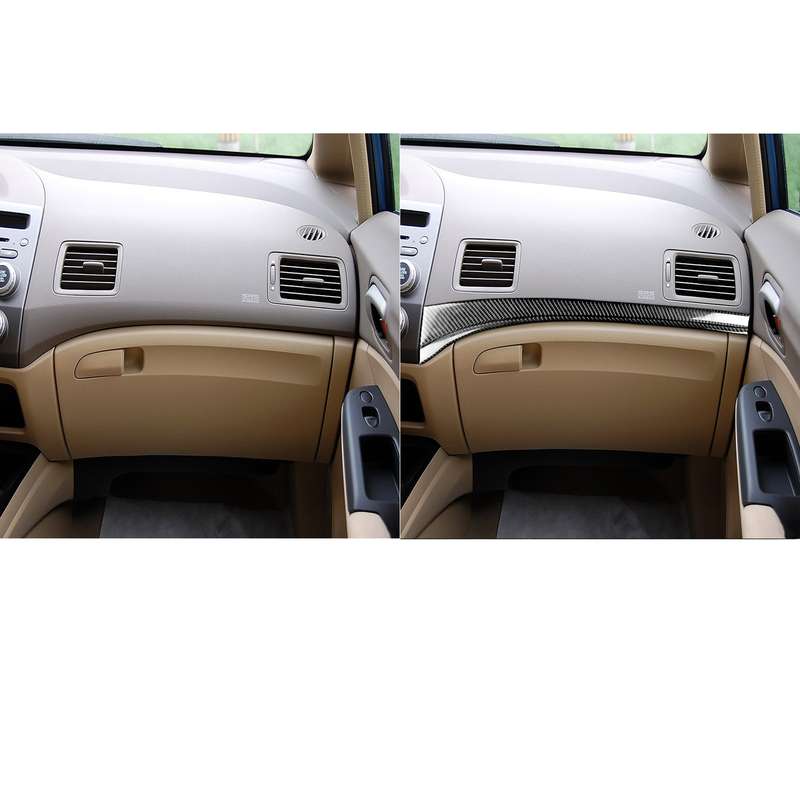 2 in 1 Car Carbon Fiber Front Passenger Seat Decorative Stripe for Honda Civic 8th Generation 2006-2