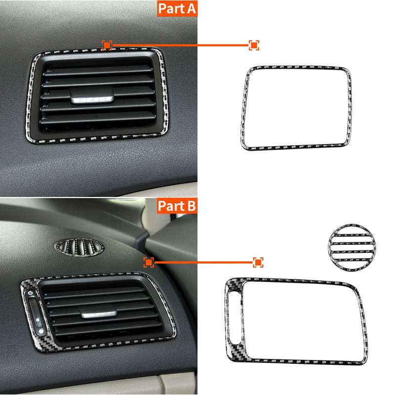 3 in 1 Car Carbon Fiber Front Passenger Seat Air Outlet Decorative Sticker for Honda Civic 8th Gener