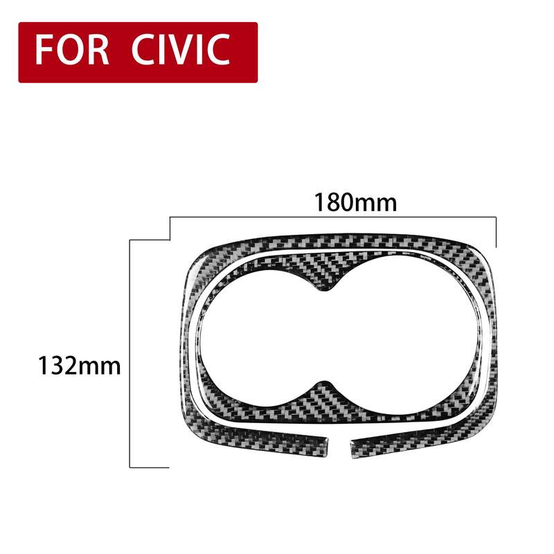 2 in 1 Car Carbon Fiber Rear Water Cup Holder Panel Decorative Sticker for Honda Civic 8th Generatio