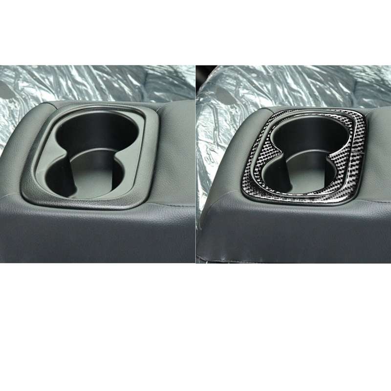 2 in 1 Car Carbon Fiber Rear Water Cup Holder Panel Decorative Sticker for Honda Civic 8th Generatio