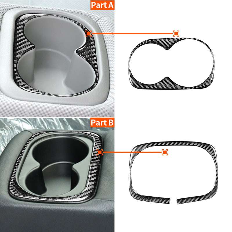2 in 1 Car Carbon Fiber Rear Water Cup Holder Panel Decorative Sticker for Honda Civic 8th Generatio
