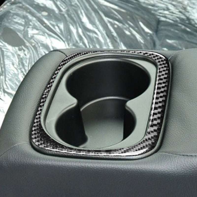 Car Carbon Fiber Rear Water Cup Holder Frame Decorative Sticker for Honda Civic 8th Generation 2006-