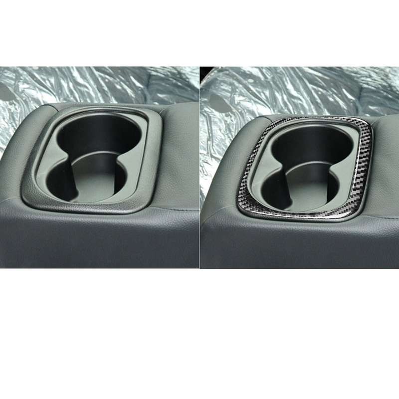 Car Carbon Fiber Rear Water Cup Holder Frame Decorative Sticker for Honda Civic 8th Generation 2006-