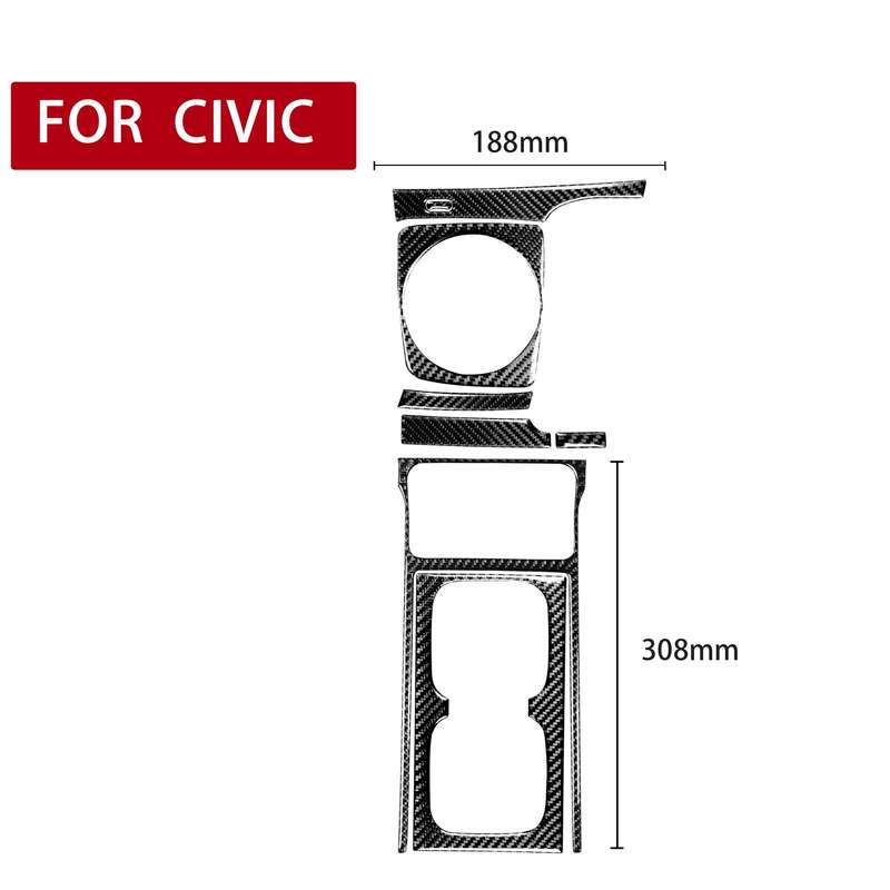 7 in 1 Car Carbon Fiber Manual Gear + Water Cup Holder Decorative Sticker for Honda Civic 8th Genera