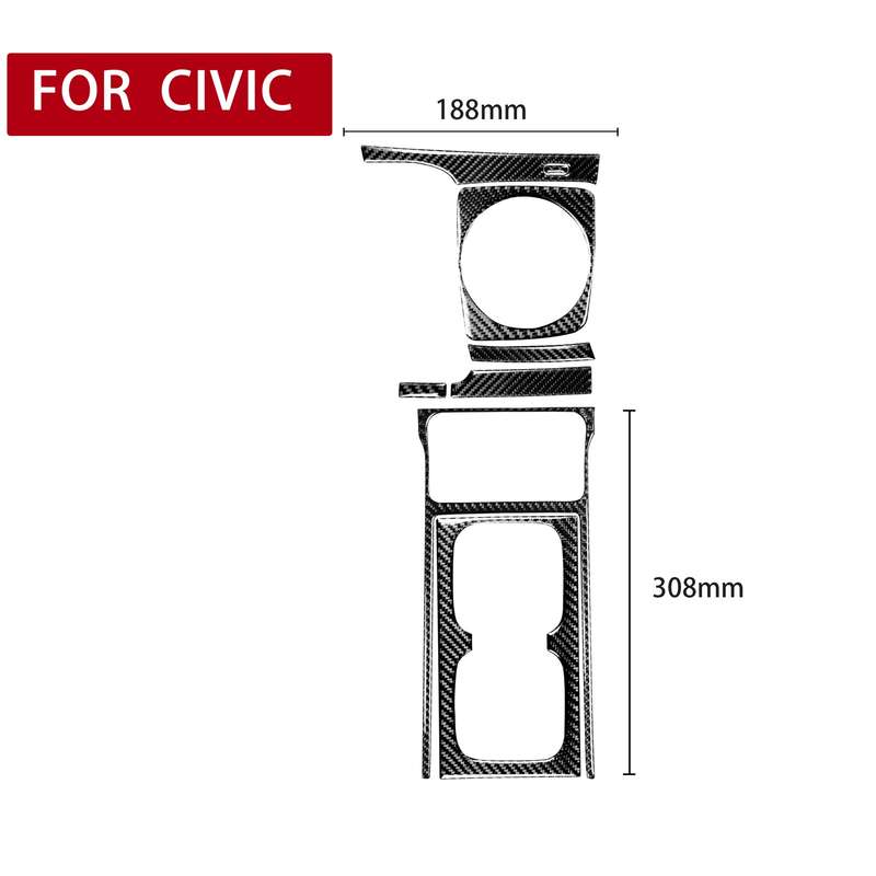 7 in 1 Car Carbon Fiber Manual Gear + Water Cup Holder Decorative Sticker for Honda Civic 8th Genera