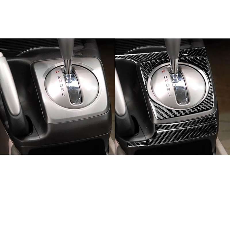 7 in 1 Car Carbon Fiber Manual Gear + Water Cup Holder Decorative Sticker for Honda Civic 8th Genera