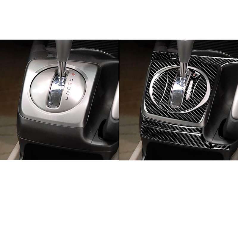 10 in 1 Car Carbon Fiber Automatic Gear + Water Cup Holder Decorative Sticker for Honda Civic 8th Ge
