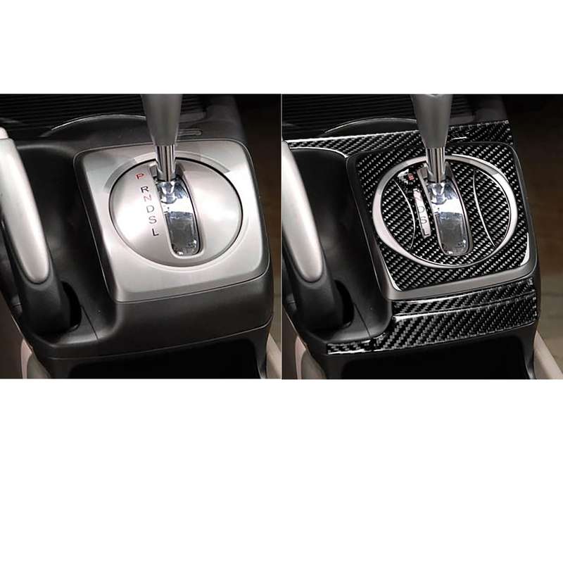 10 in 1 Car Carbon Fiber Automatic Gear + Water Cup Holder Decorative Sticker for Honda Civic 8th Ge