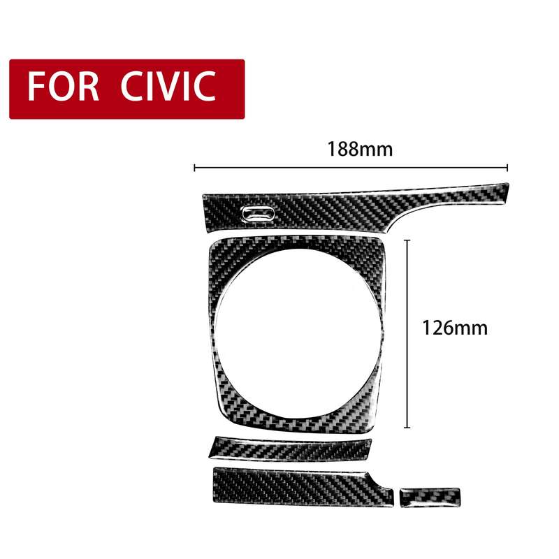 5 in 1 Car Carbon Fiber Manual Gear Panel Set Decorative Sticker for Honda Civic 8th Generation 2006