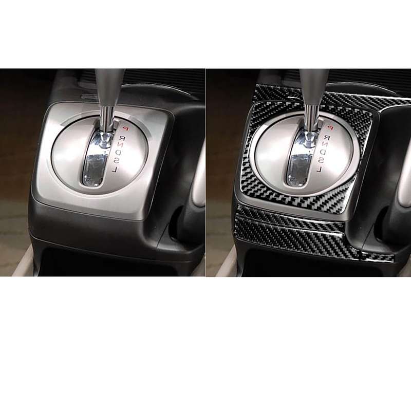 5 in 1 Car Carbon Fiber Manual Gear Panel Set Decorative Sticker for Honda Civic 8th Generation 2006