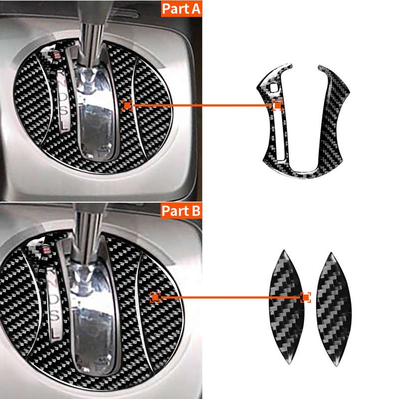 3 in 1 Car Carbon Fiber Automatic Gear Decorative Sticker for Honda Civic 8th Generation 2006-2011,