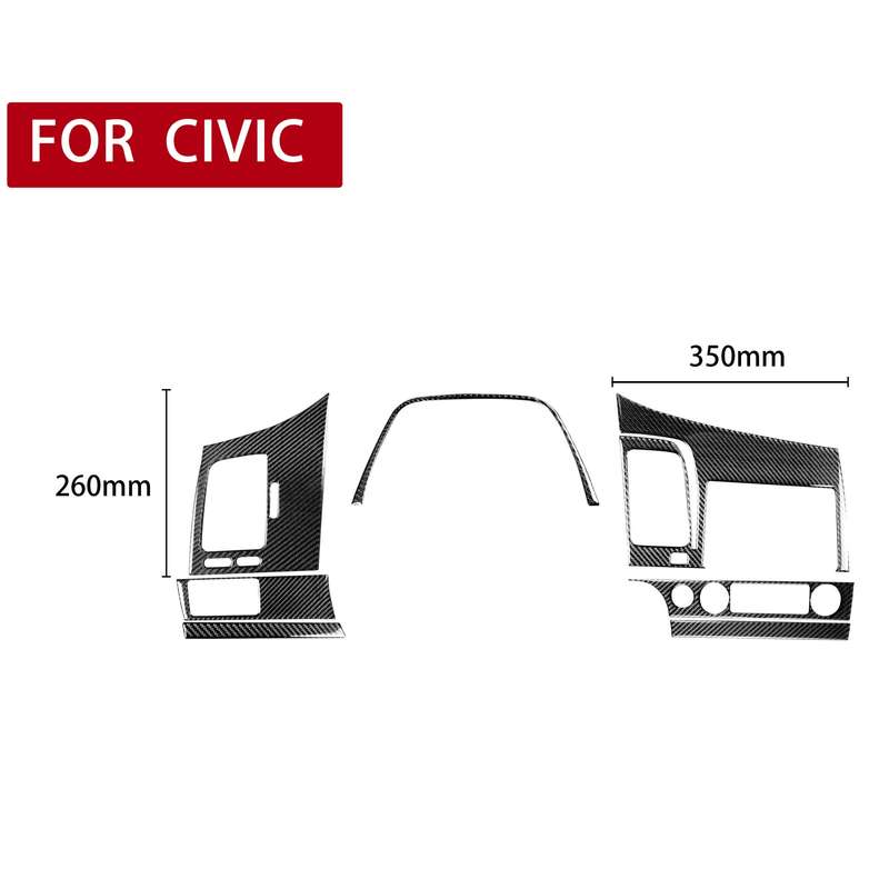 7 in 1 Car Carbon Fiber Instrument Panel Set Decorative Sticker for Honda Civic 8th Generation 2006-