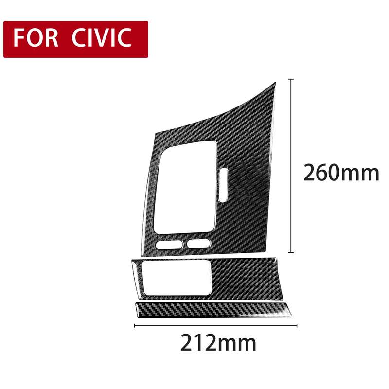 3 in 1 Car Carbon Fiber Driver Seat Left Side Panel Decorative Sticker for Honda Civic 8th Generatio