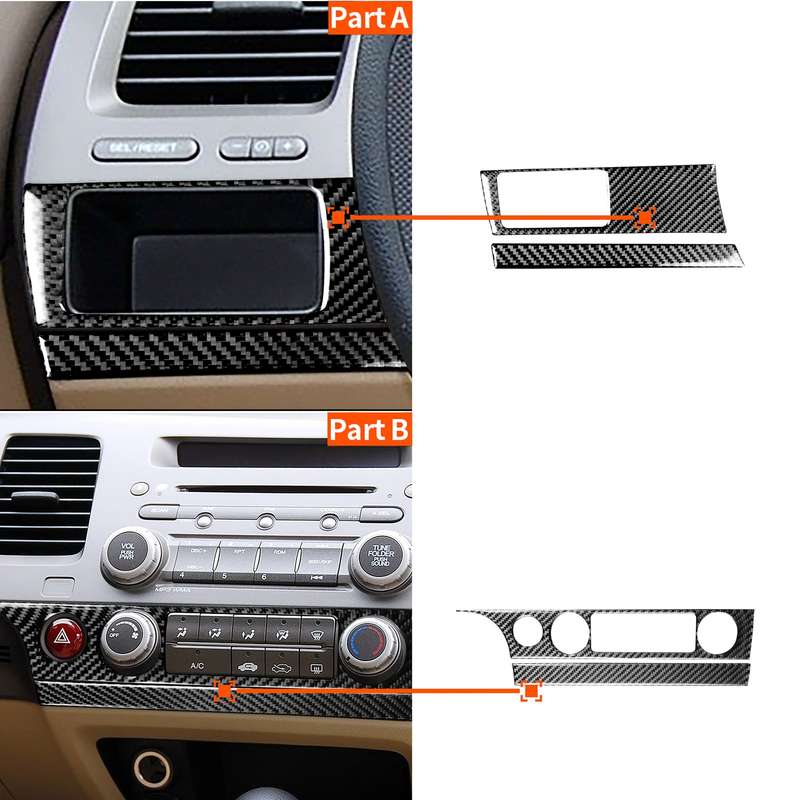 4 in 1 Car Carbon Fiber Air Conditioning Button + Headlight Switch Panel Decorative Sticker for Hond