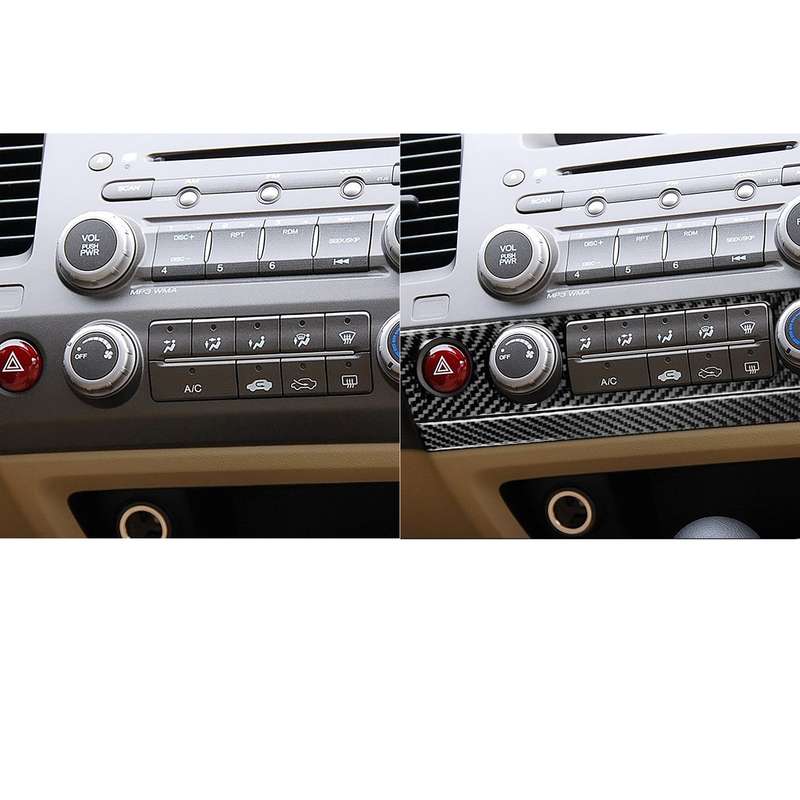 2 in 1 Car Carbon Fiber Air Conditioning Button Panel Decorative Sticker for Honda Civic 8th Generat