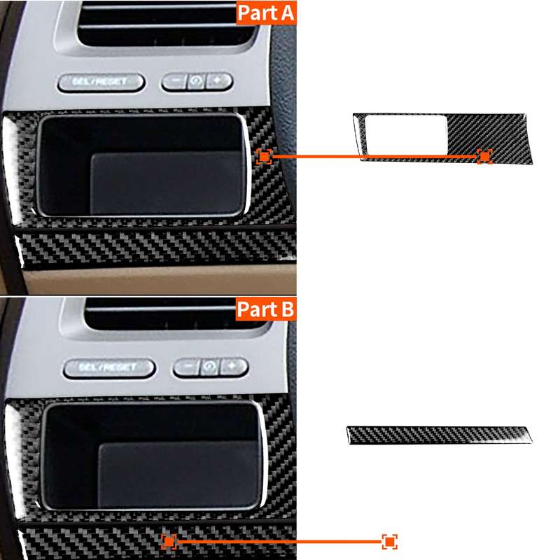 2 in 1 Car Carbon Fiber Headlight Switch Panel Decorative Sticker for Honda Civic 8th Generation 200