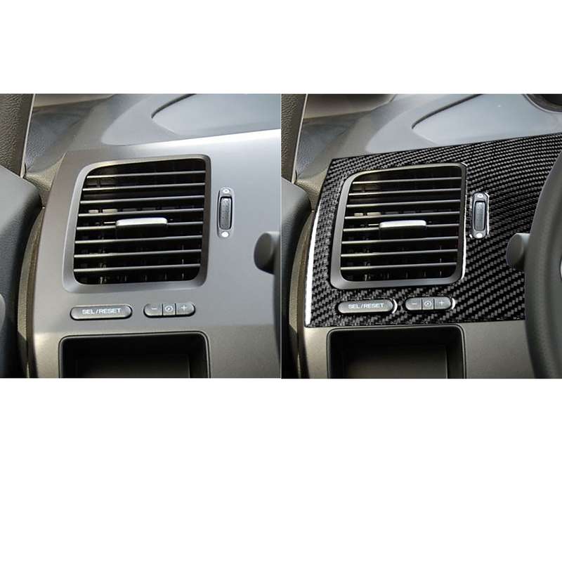 2 in 1 Car Carbon Fiber Driver Seat Left Side Air Outlet + Navigation Panel Decorative Sticker for H