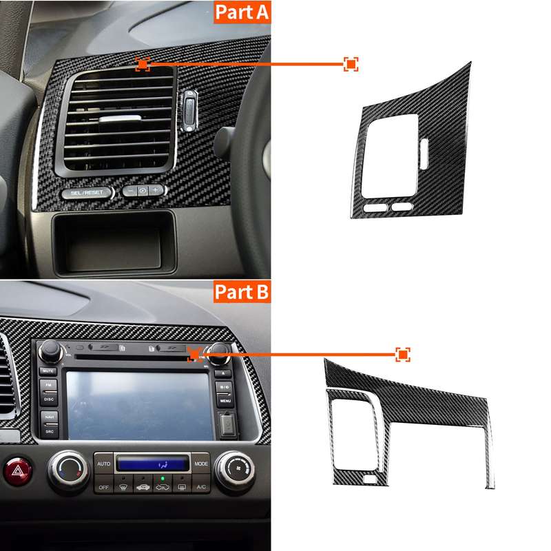 2 in 1 Car Carbon Fiber Driver Seat Left Side Air Outlet + Navigation Panel Decorative Sticker for H