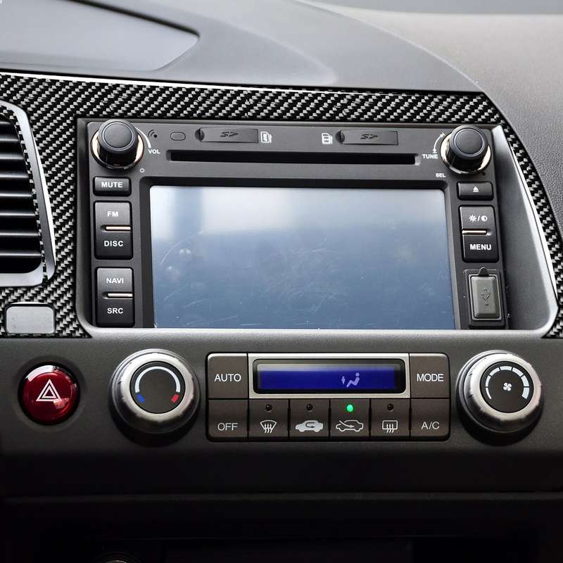 Car Carbon Fiber Navigation Panel Decorative Sticker for Honda Civic 8th Generation 2006-2011, Left