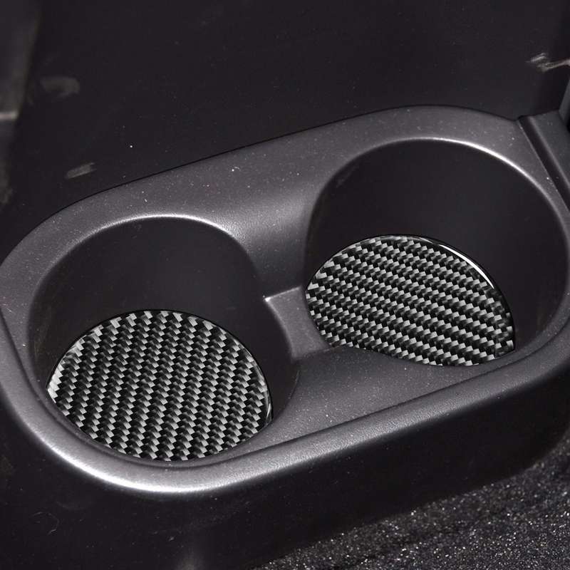 4 in 1 Car Carbon Fiber Water Cup Holder Mat Decorative Sticker for Jeep Wrangler JK 2007-2010, Left