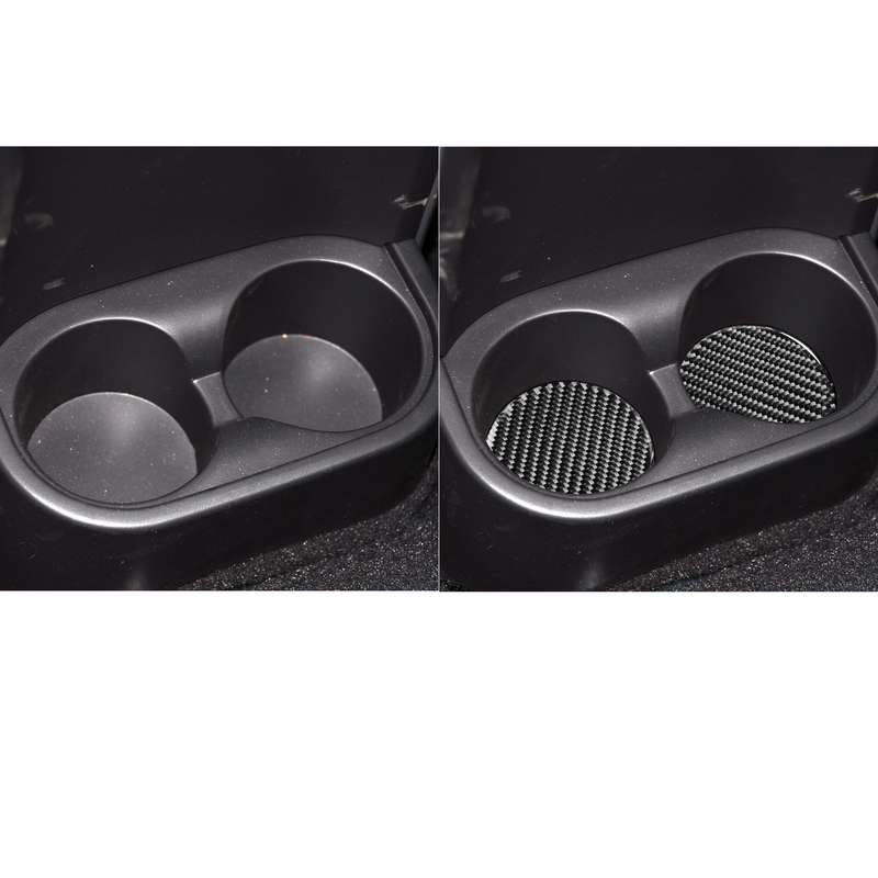 4 in 1 Car Carbon Fiber Water Cup Holder Mat Decorative Sticker for Jeep Wrangler JK 2007-2010, Left