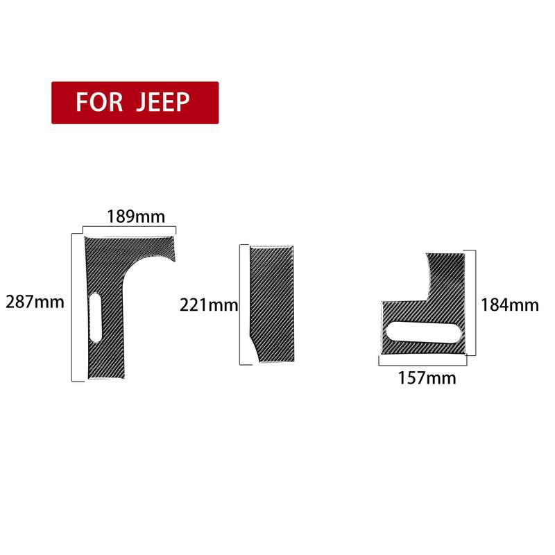 3 in 1 Car Carbon Fiber Gear Console Decorative Sticker for Jeep Wrangler JK 2007-2010, Left Drive