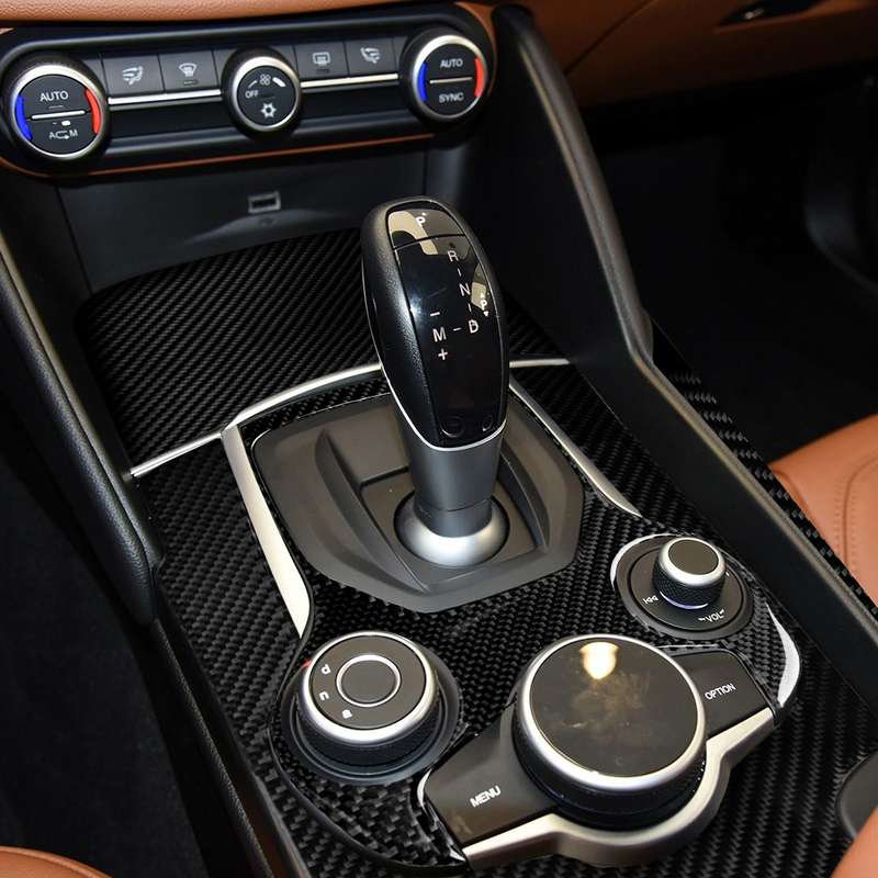 4 in 1 Car Carbon Fiber Gear Frame Panel Decorative Sticker for Alfa Romeo Giulia 2017-2019, Left D