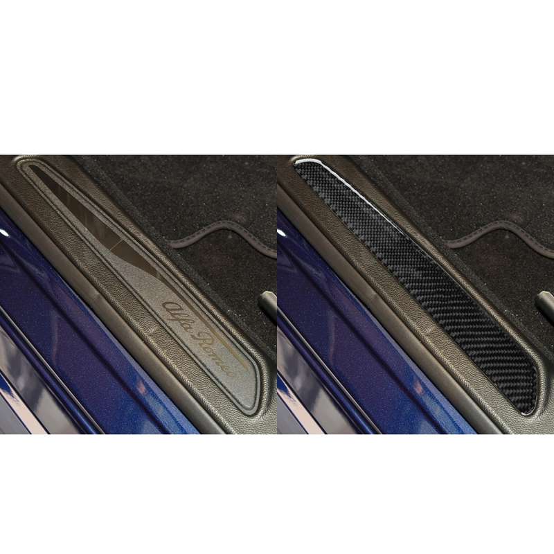 2 in 1 Car Carbon Fiber Welcome Pedal Decorative Sticker for Alfa Romeo Giulia 2017-2019, Left and R