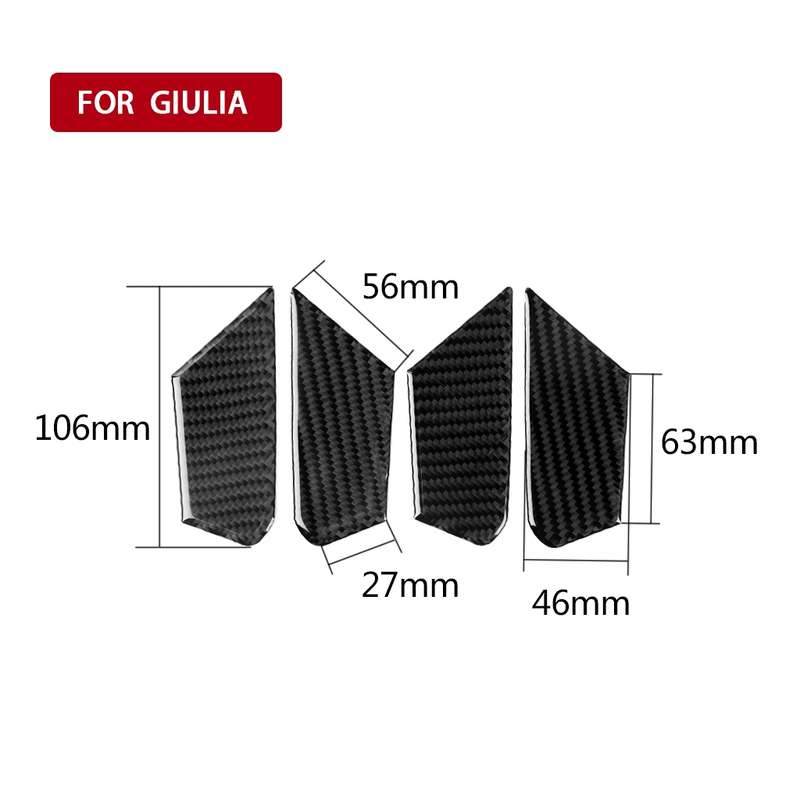 4 in 1 Car Carbon Fiber Inner Door Bowl Decorative Sticker for Alfa Romeo Giulia 2017-2019, Left and