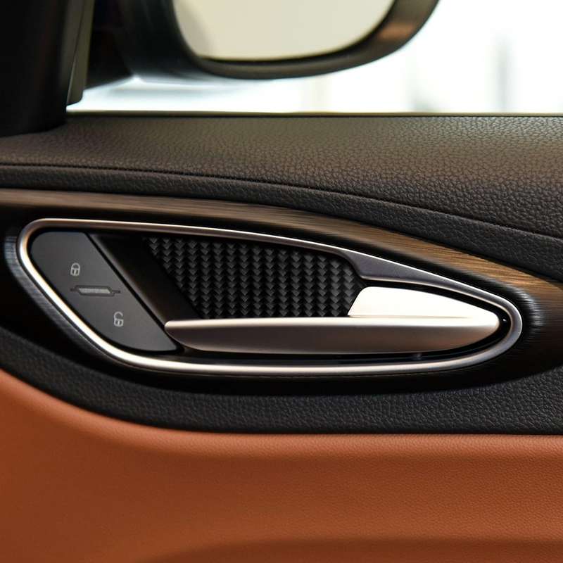 4 in 1 Car Carbon Fiber Inner Door Bowl Decorative Sticker for Alfa Romeo Giulia 2017-2019, Left and