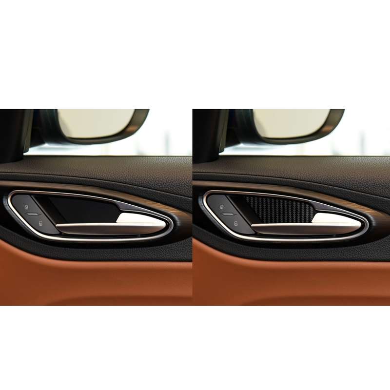 4 in 1 Car Carbon Fiber Inner Door Bowl Decorative Sticker for Alfa Romeo Giulia 2017-2019, Left and
