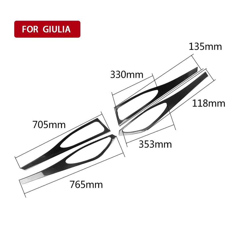 4 in 1 Car Carbon Fiber Door Decorative Sticker for Alfa Romeo Giulia 2017-2019, Left and Right Driv