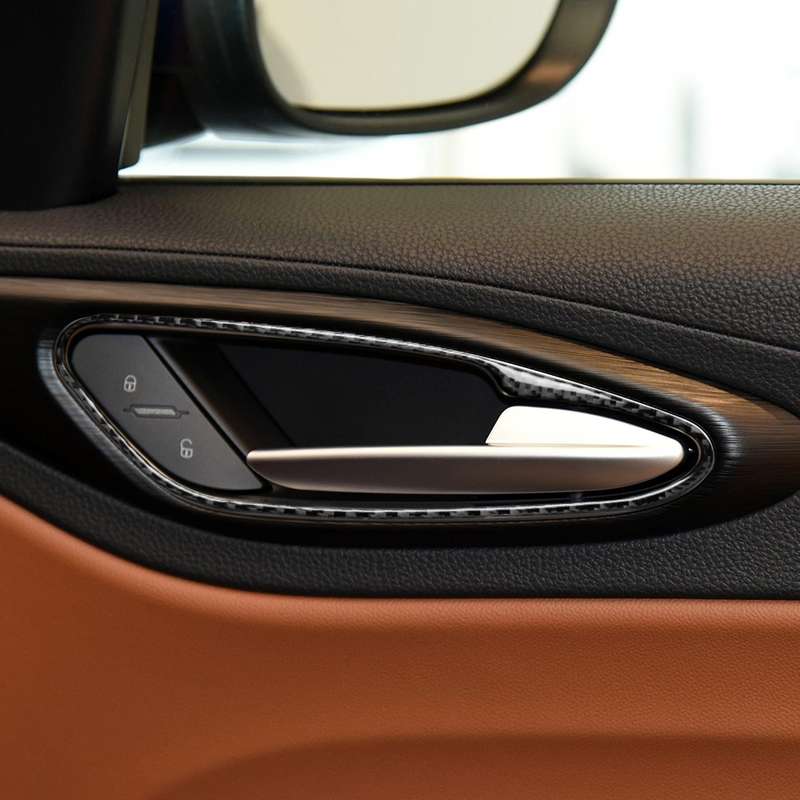 4 in 1 Car Carbon Fiber Inner Door Handle Decorative Sticker for Alfa Romeo Giulia 2017-2019, Left a
