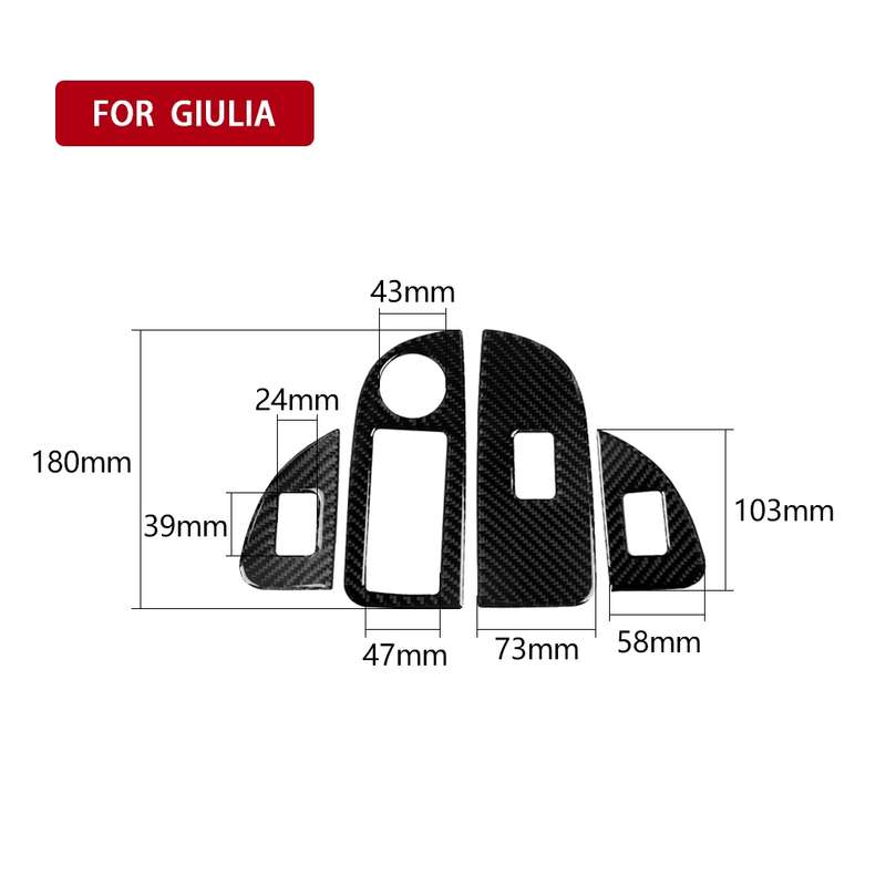 4 in 1 Car Carbon Fiber Window Button Panel Decorative Sticker for Alfa Romeo Giulia 2017-2019, Righ