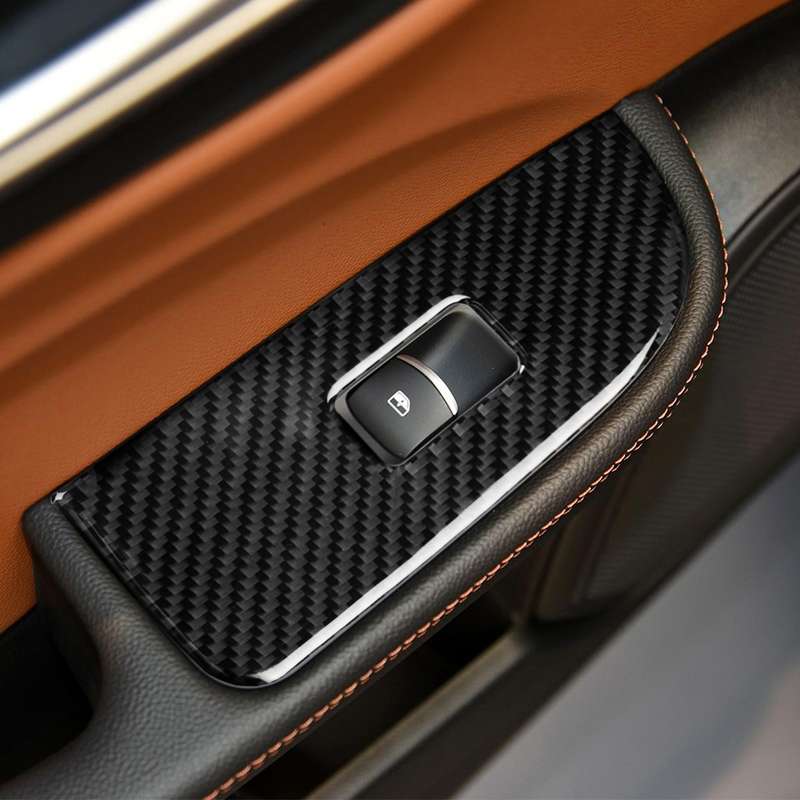 4 in 1 Car Carbon Fiber Window Button Panel Decorative Sticker for Alfa Romeo Giulia 2017-2019, Righ