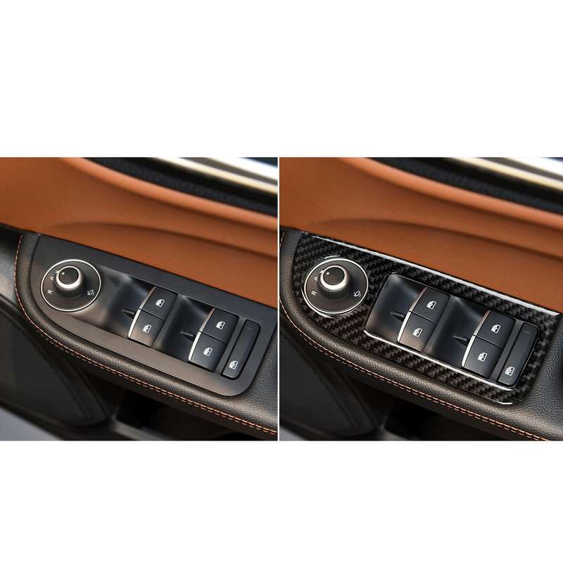 4 in 1 Car Carbon Fiber Window Button Panel Decorative Sticker for Alfa Romeo Giulia 2017-2019, Righ