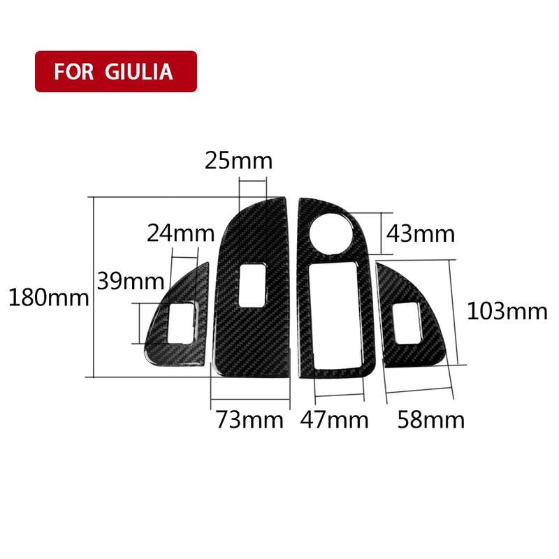 4 in 1 Car Carbon Fiber Window Button Panel Decorative Sticker for Alfa Romeo Giulia 2017-2019, Left