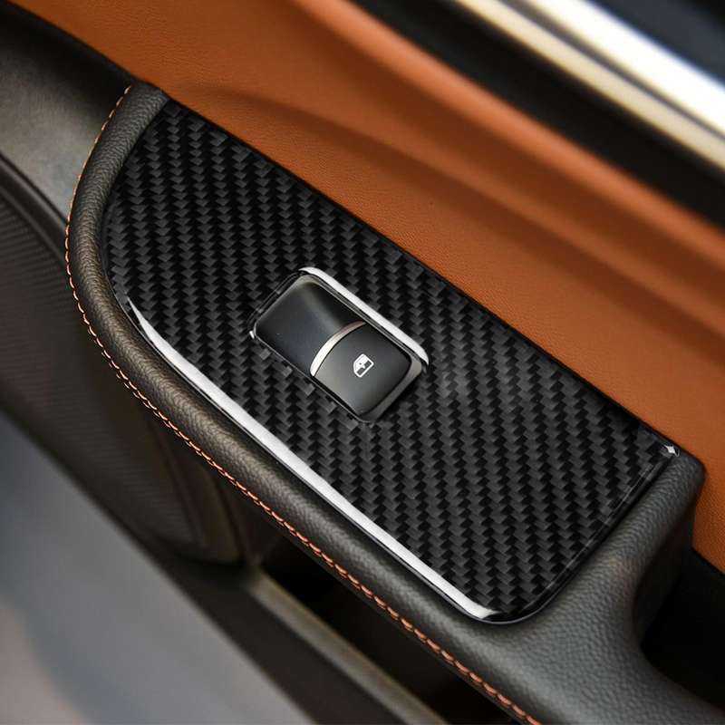 4 in 1 Car Carbon Fiber Window Button Panel Decorative Sticker for Alfa Romeo Giulia 2017-2019, Left